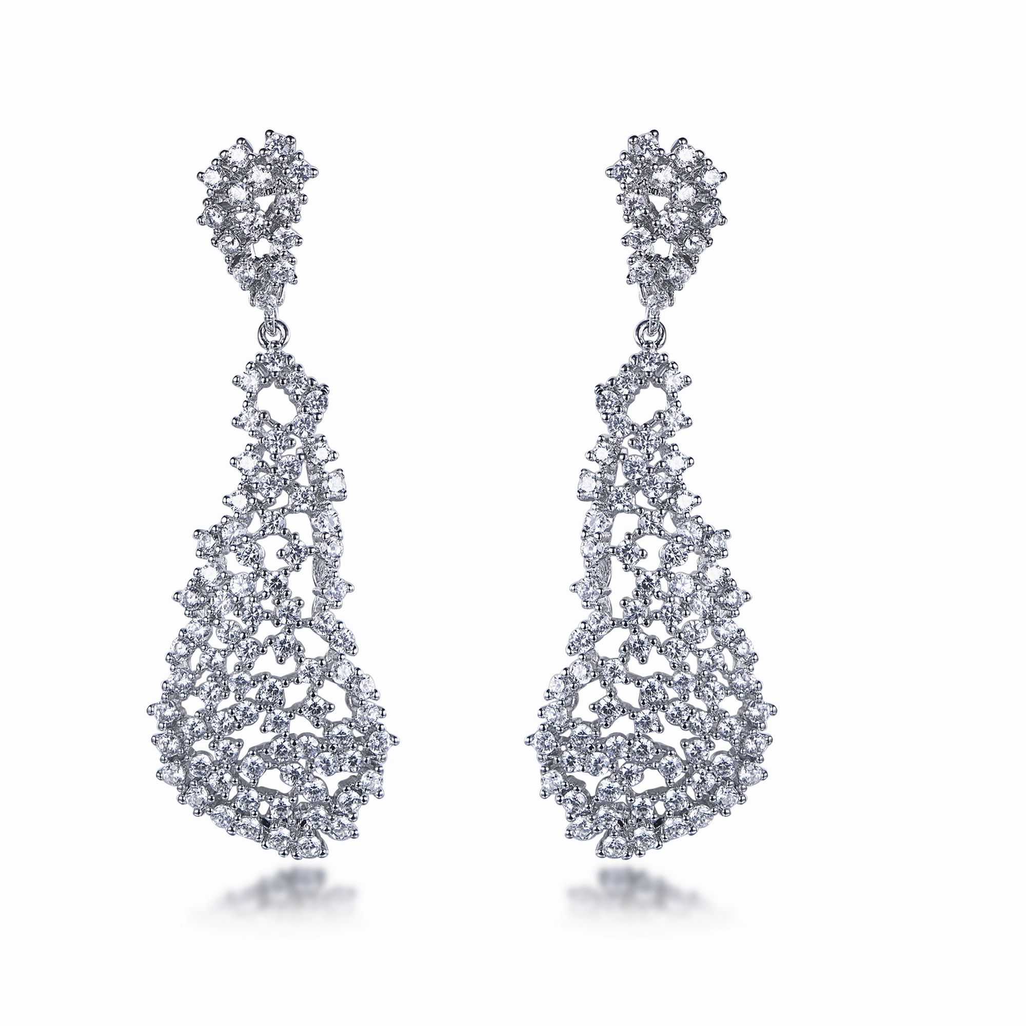 Bohemian Embellishment Shiny Product Sterling Silver Sprinkled Diamond Natural Shaped Earrings