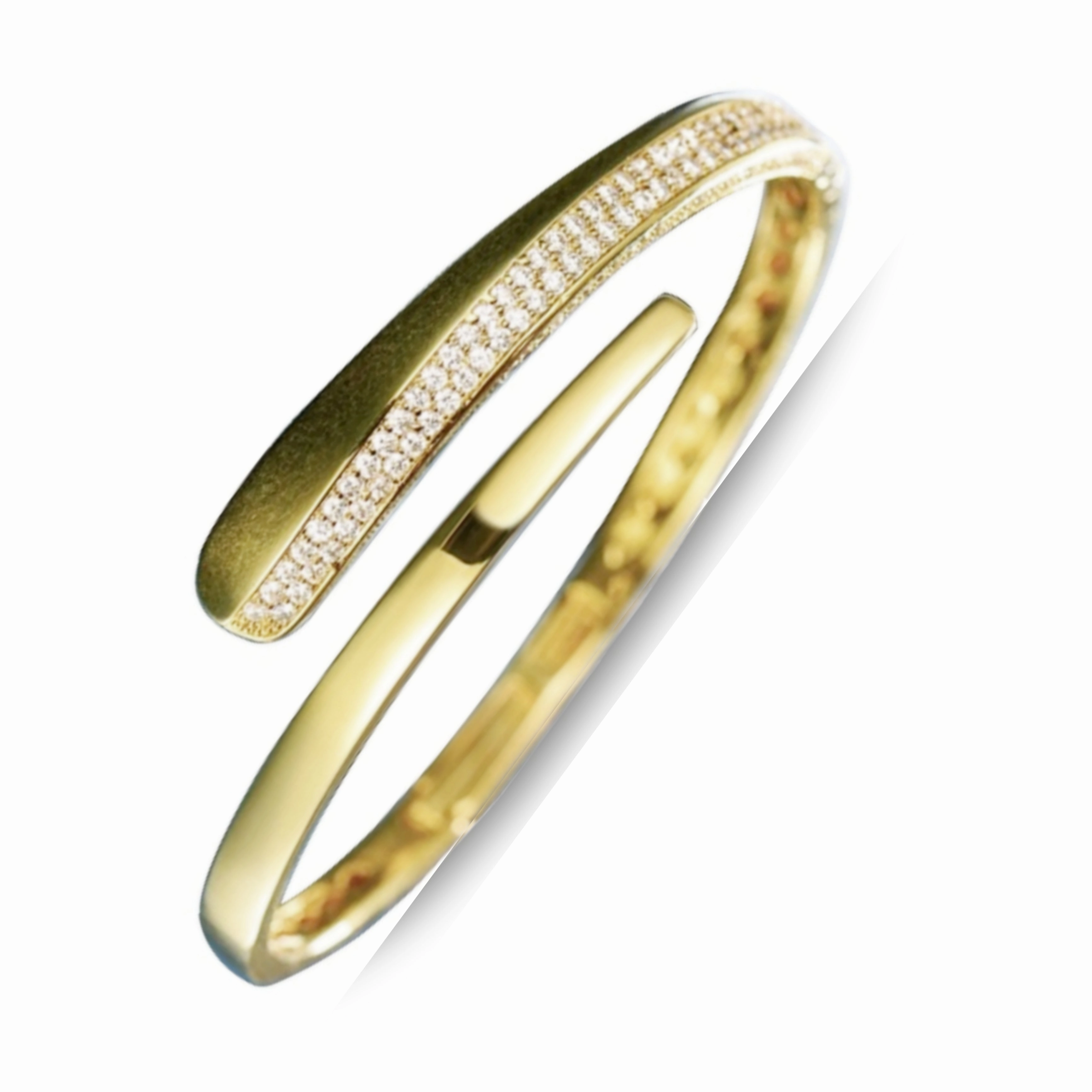 Complete Fusions Sterling Silver Swirl Micropave Bangle Bracelet