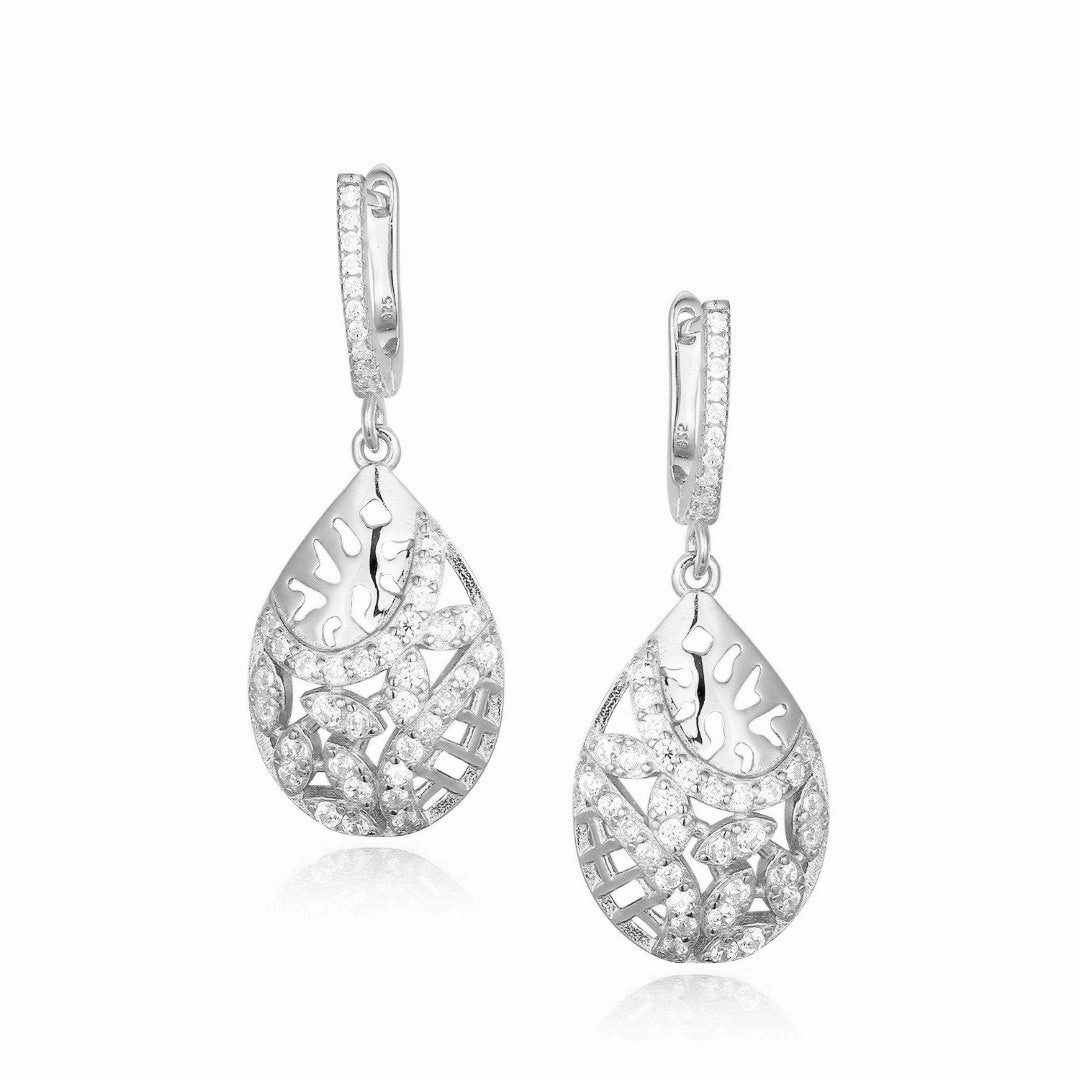 Sterling Silver Teardrop CZ Design Earring Office Ornament Durable feature