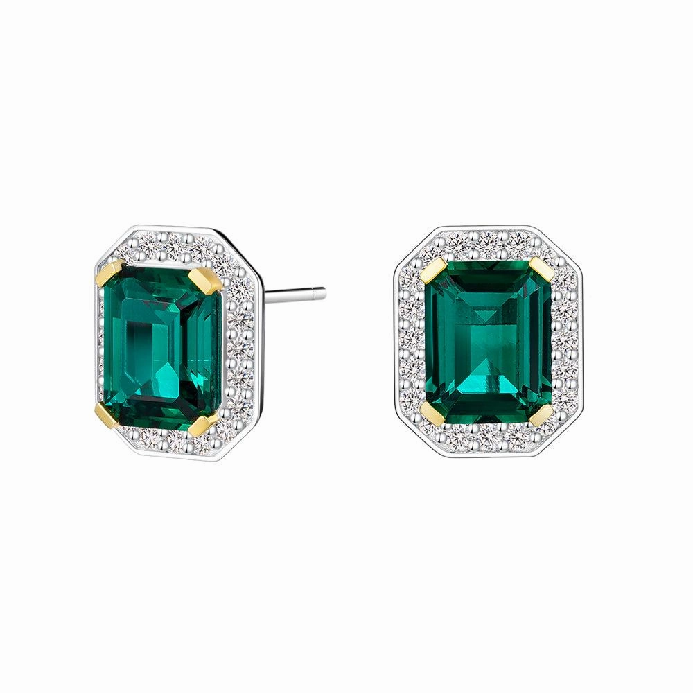 6 Ctw Emerald Cut Emerald Stud Earrings With Moissanite Pave Halo Pretty Creation