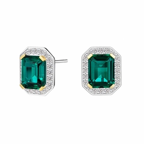 6 Ctw Emerald Cut Emerald Stud Earrings With Moissanite Pave Halo Pretty Creation