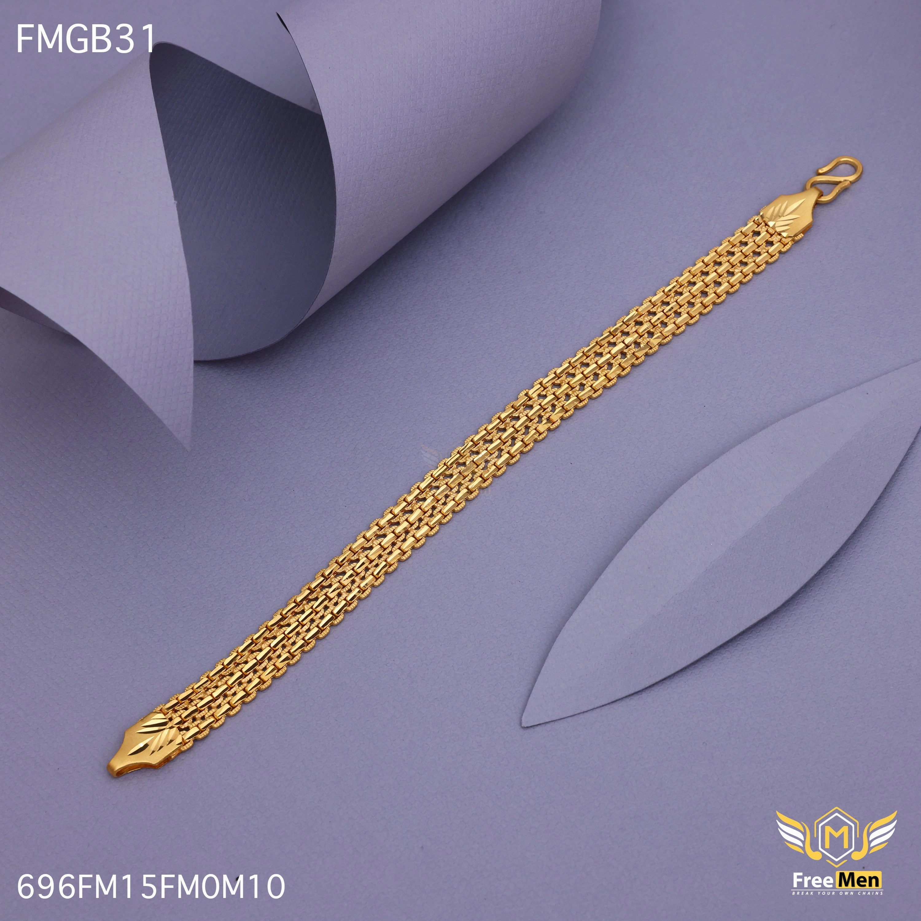 Freemen Gold Forming Thin Patta Bracelet for Men - FMGB31 Serendipitous Blends