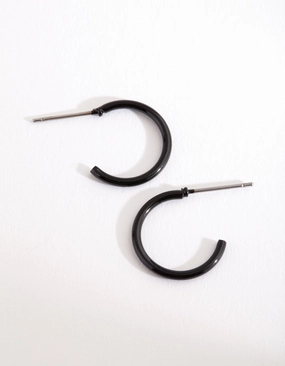Minimalist Decor Minimalist Look Black Coated Metal Hoop Earrings