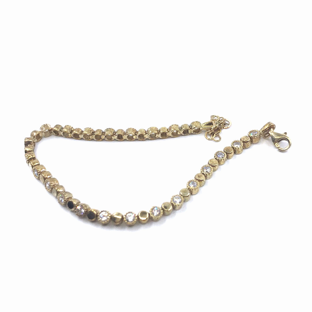 Gold Plated Sterling Silver CZ Link Circle Bracelet Ongoing Innovation Ideal Union