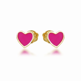 Graceful Decor Gold Plated Surgical Steel Enamel Heart Stud Earrings