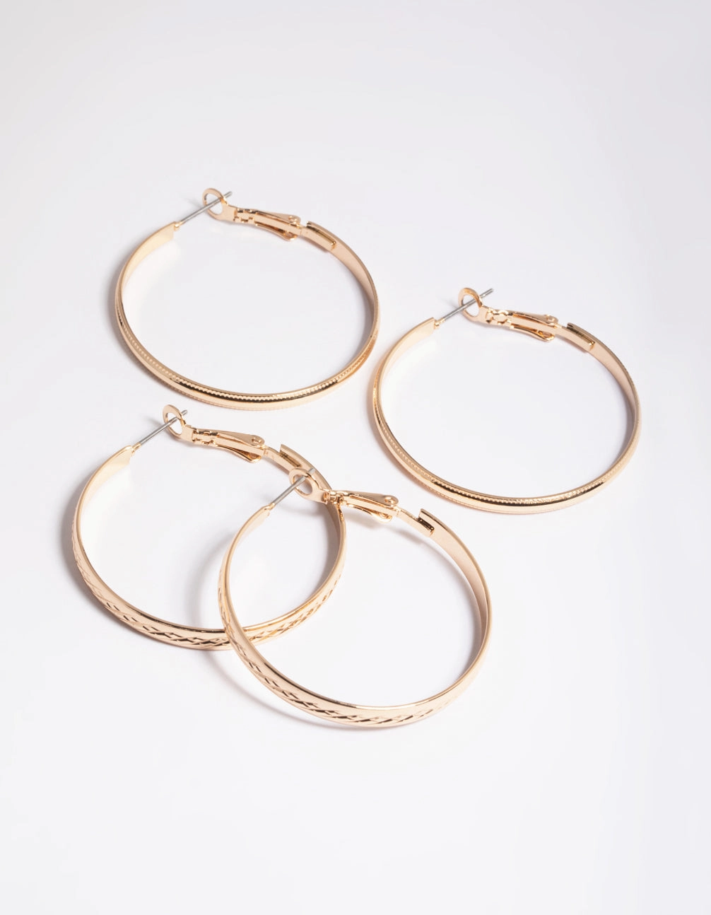 Classic Accent Gold Textured Hoop Earrings Pack
