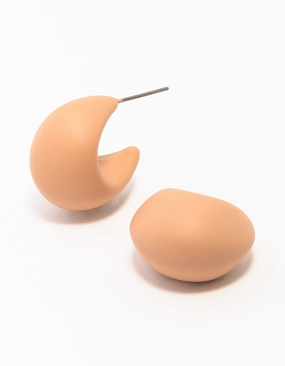 Orange Coated Bubble Hoop Earrings Luxurious Element