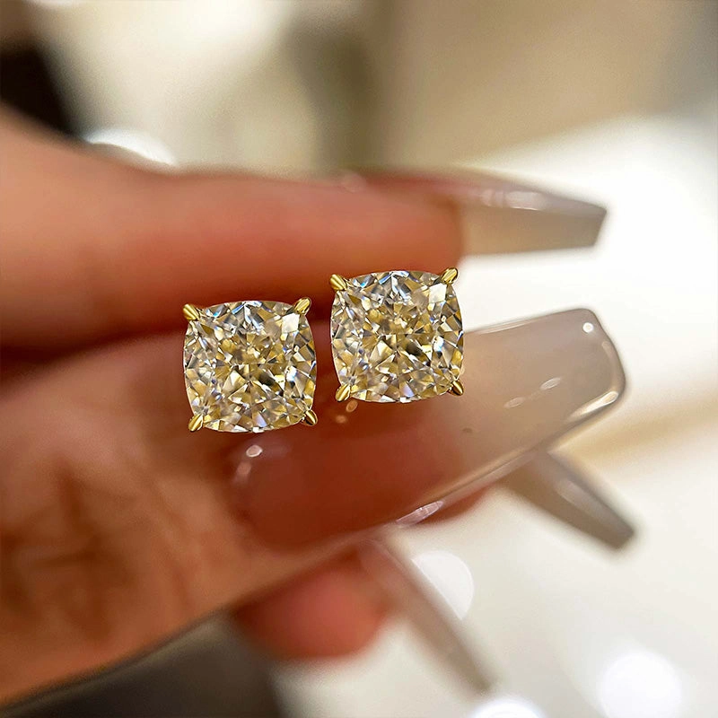 comfortable accessory Unique Essential Louily Cushion Cut Sterling Silver Women's Stud Earrings