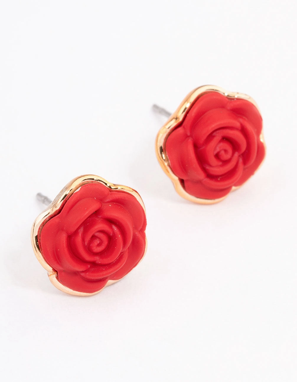 Gold Coated Rose Stud Earrings Gorgeous style Lovely Embellishment