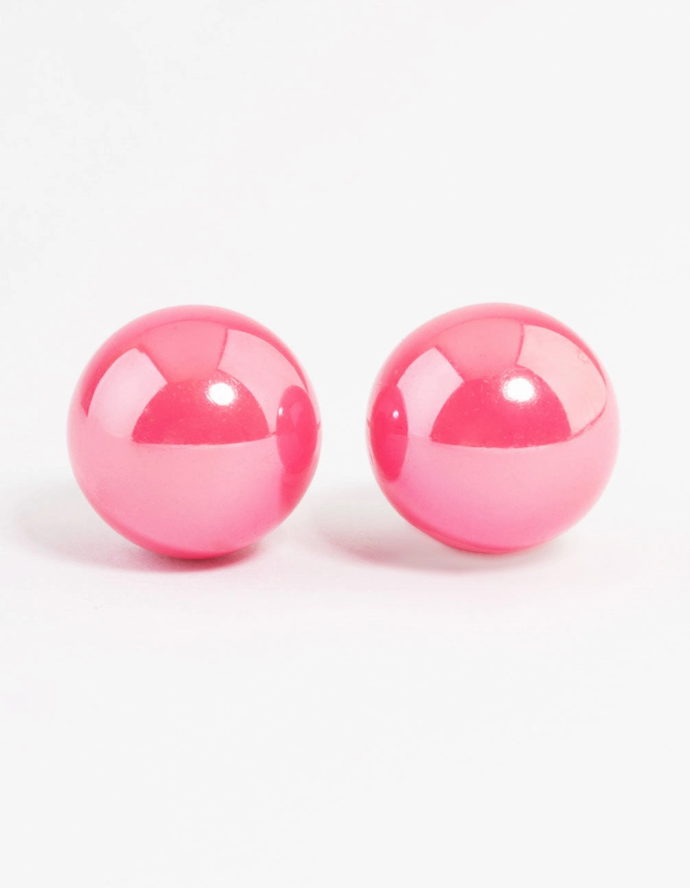 Beautiful Creation Pink Shiny Ball Stud Earrings