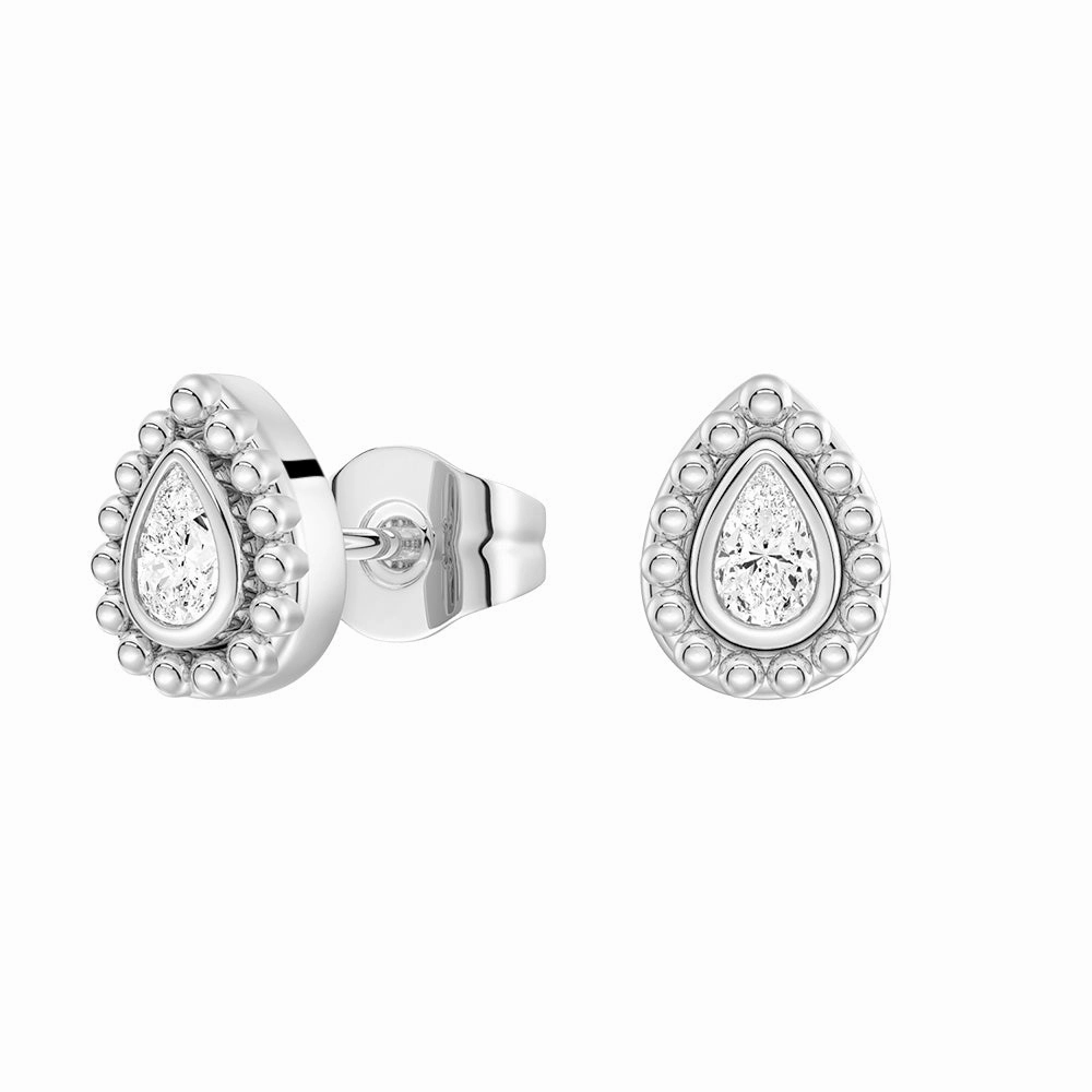 High-Quality Accessory Convertible 2 in 1 Beaded Jacket Stud Earrings with Pear Cut Lab Diamond