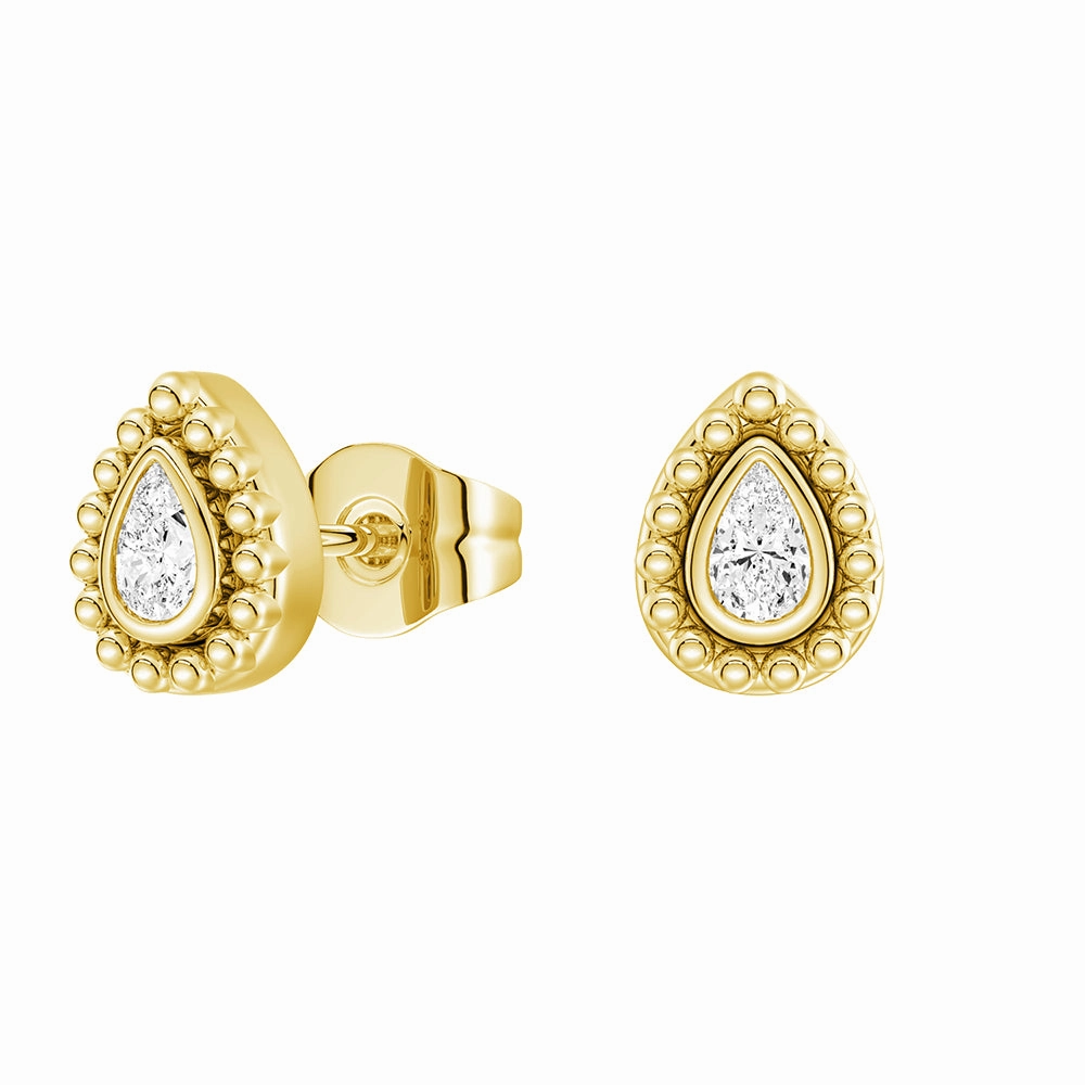 Convertible 2 in 1 Beaded Jacket Stud Earrings with Pear Cut Lab Diamond Linear Embellishment Delicate Vibe