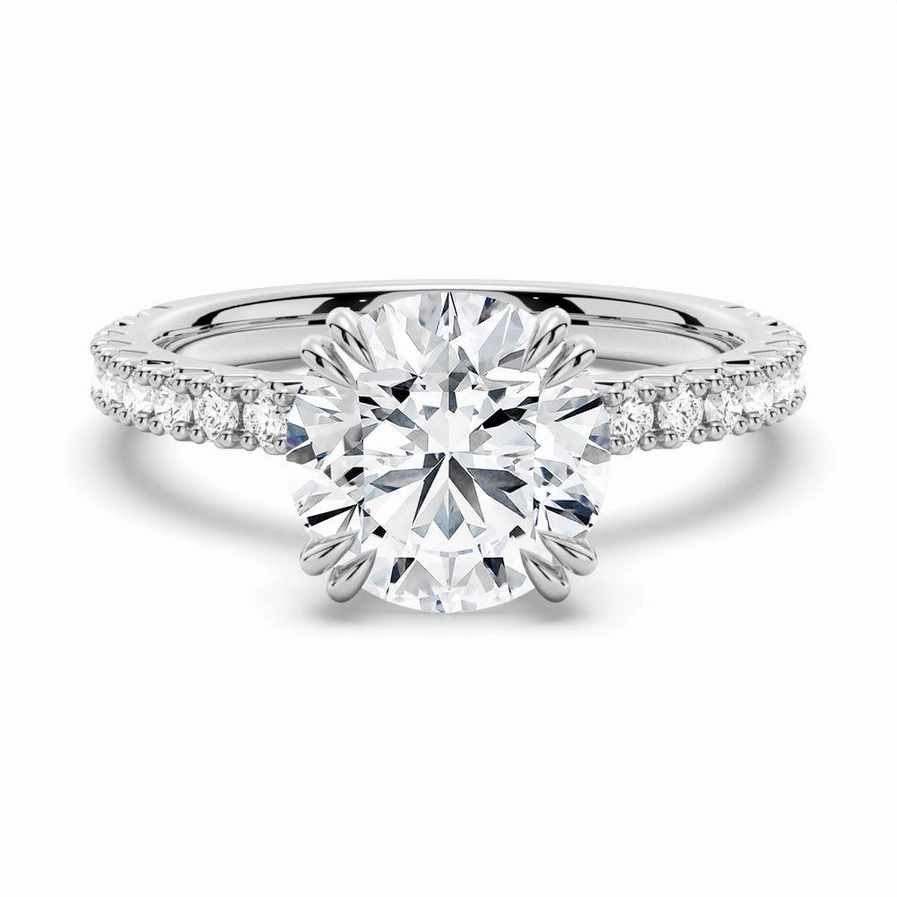 Moissanite Engagement Ring Solitaire With Pav?? Accents Modern Mood Heavyweight Feel