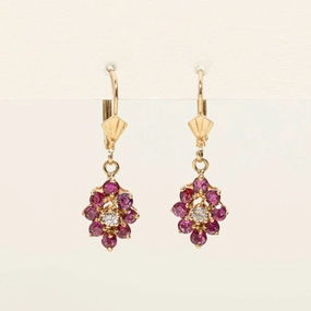Ruby & Diamond Petal Drop Earrings | 0.51ctw | | 0.10ctw | Glow Accent