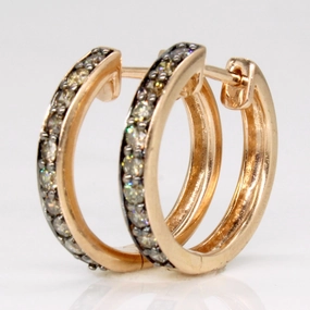 Light Brown Diamond Hoop Earrings | 0.60ctw | Shine Accent