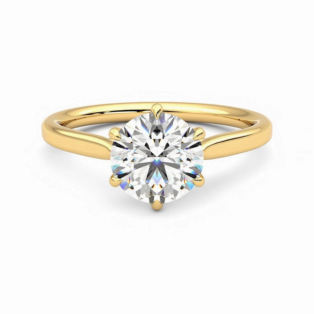 Classic Six Prong Moissanite Engagement Ring with Hidden Anniversary Stone Accent Premium Article