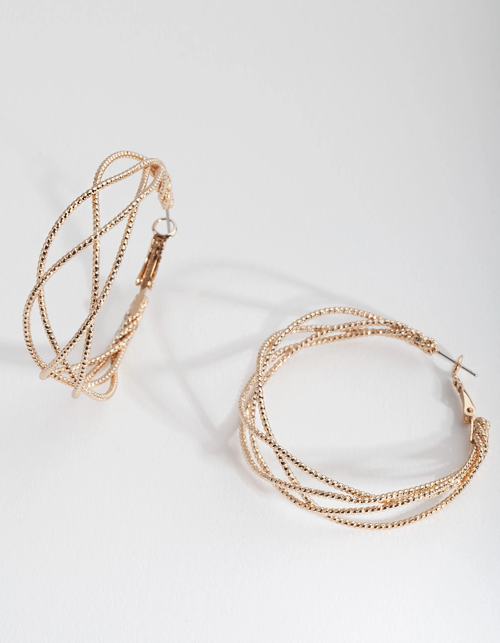 Holiday Ornament Gold Crossover Multi Hoop Earrings