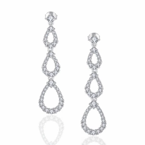 Business Embellishment High-Quality Aesthetic Sterling Silver Micropave Three Teardrop Earring
