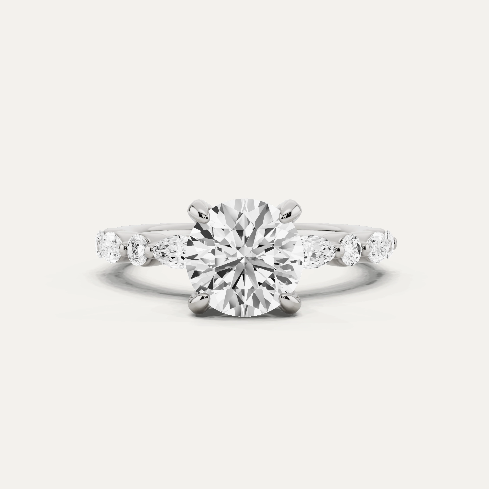 Street Accent Sunset Style 2 ctw Round Diamond Hidden Halo Accent Engagement Ring