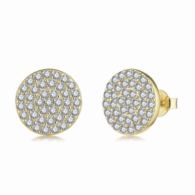Avant-Garde Item Sturdy Appearance Sterling Silver 12mm Micropave Circle CZ Stud Earring