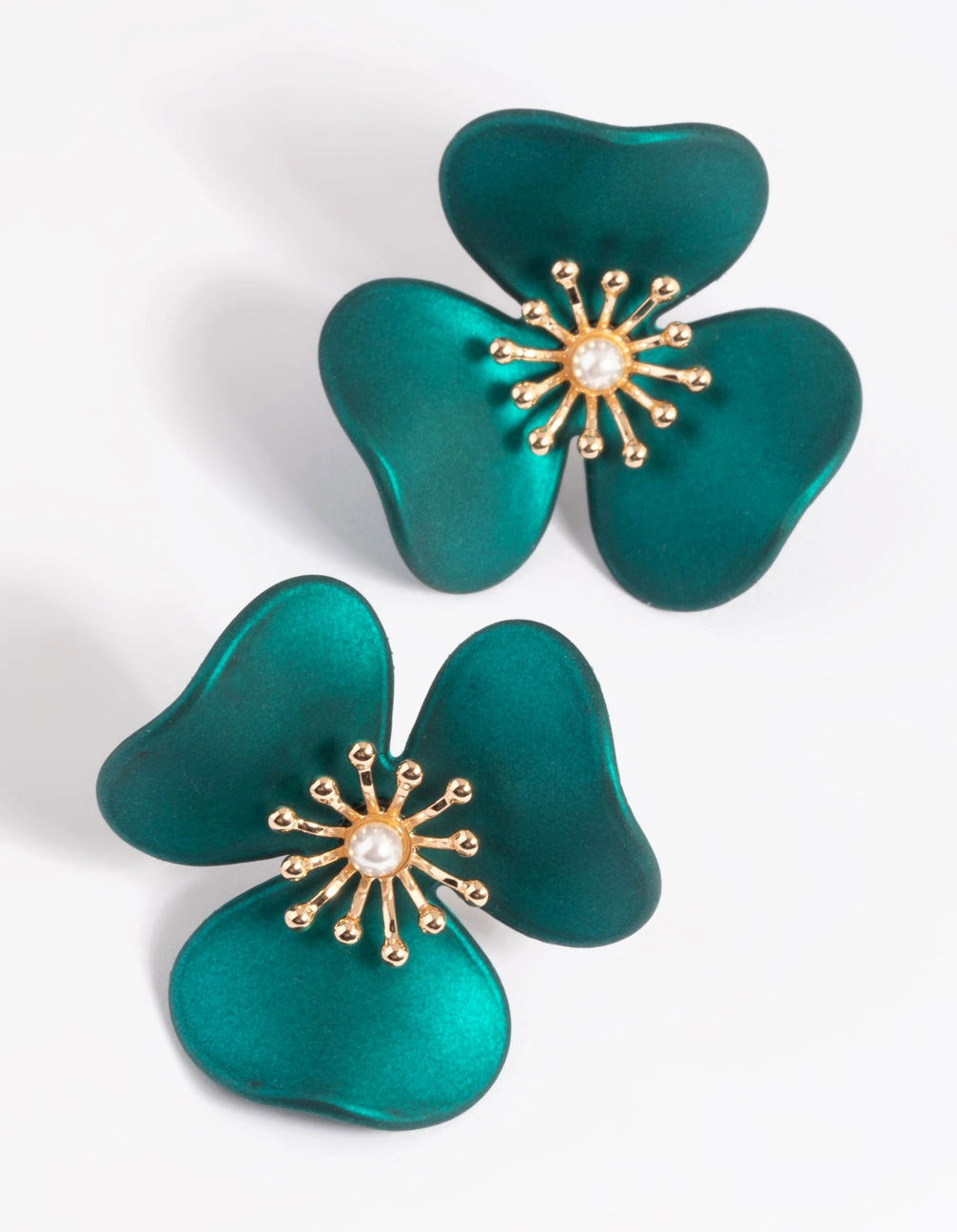 Green Statement Flower Stud Earrings Attractive Adornment Stylish Design
