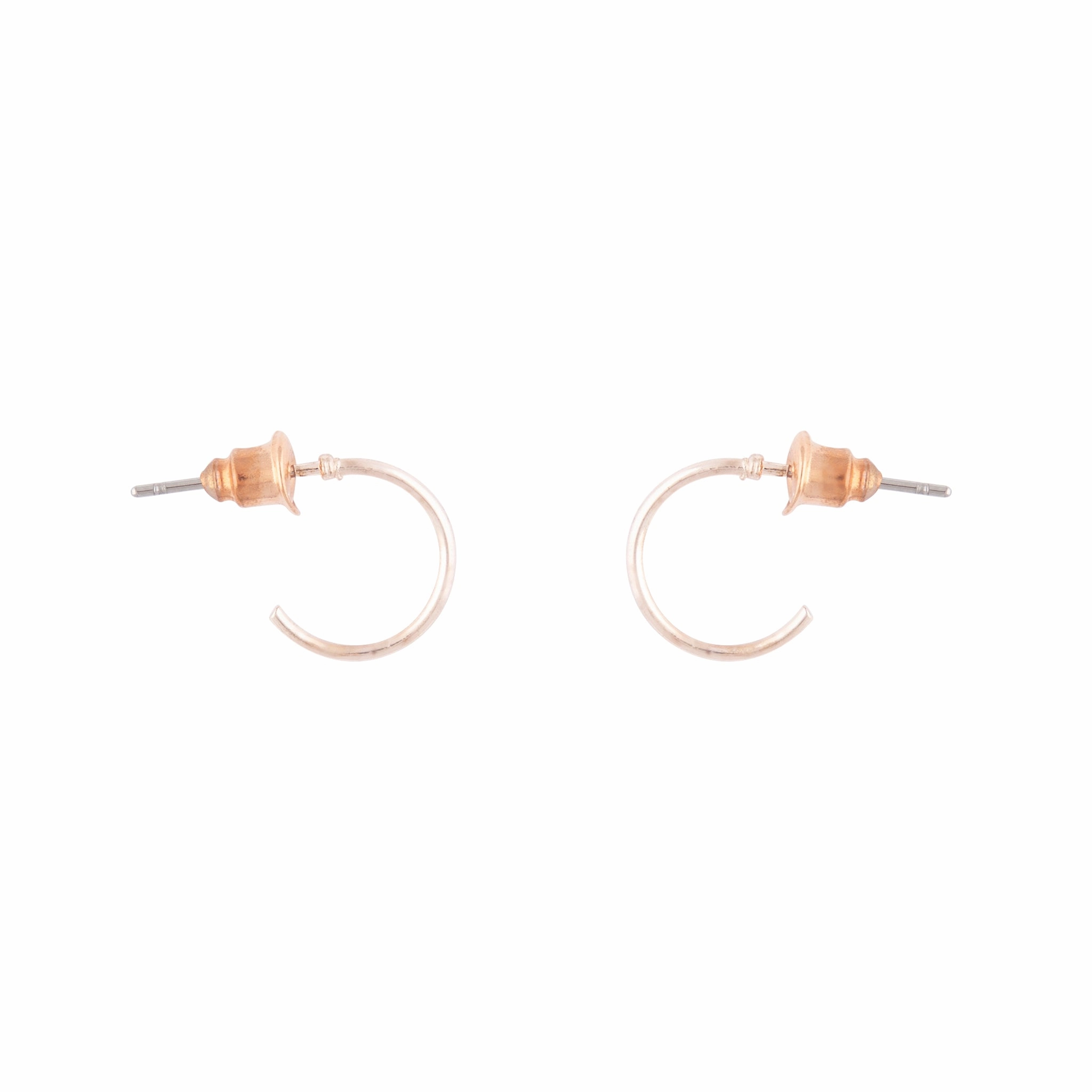 Rose Gold Mini Metal Hoop Earrings Sophisticated Feature Colorful Embellishment