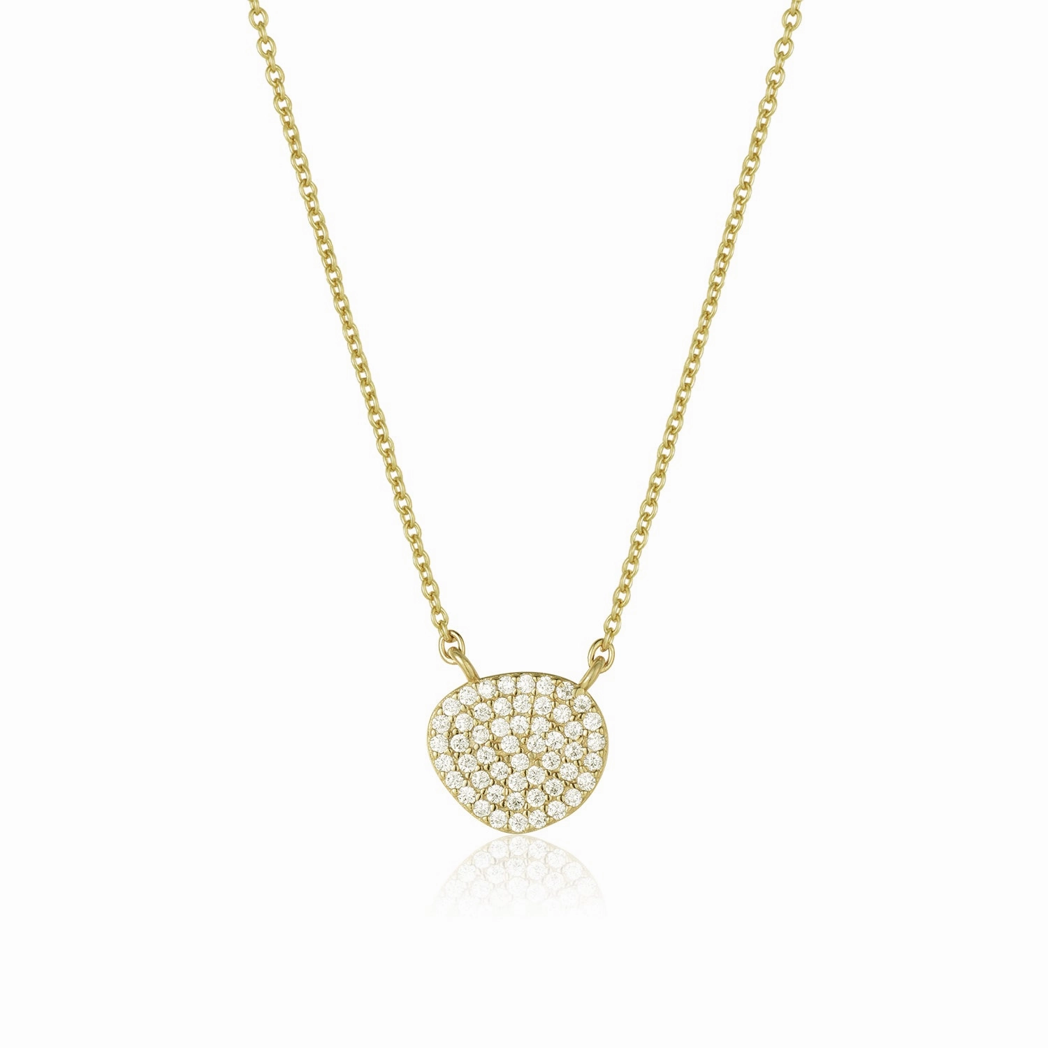 Gold Plated Sterling Silver Natural Shape CZ Necklace Sparkling Touch