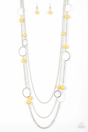 Linked Chain Party Charm Adornment Paparazzi Accessories ?Beachside Babe - Yellow Necklace? Flat Rate Ship $4.50?