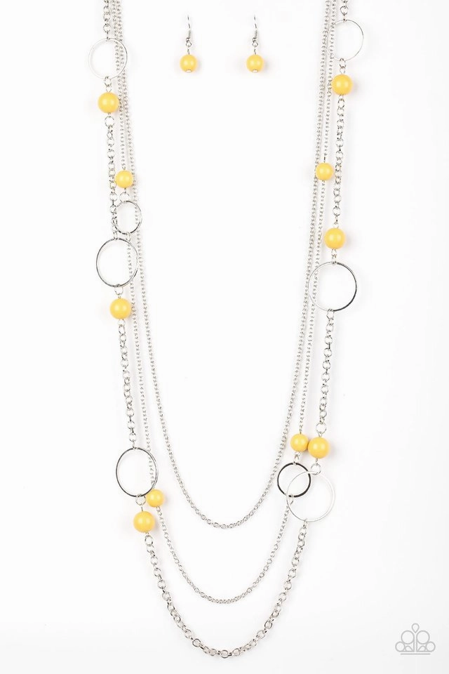Linked Chain Party Charm Adornment Paparazzi Accessories ?Beachside Babe - Yellow Necklace? Flat Rate Ship $4.50?