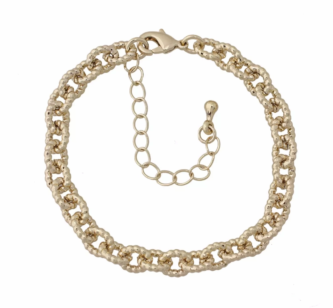 Gold Sparkle Chain Link Bracelet Tailored Touch Staple Piece