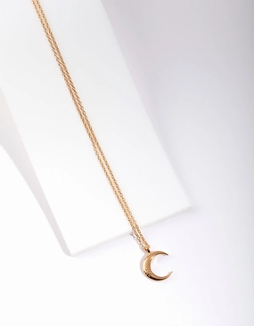 Daily Gift Often Adornment Gold Plated Sterling Silver Crescent Moon Necklace