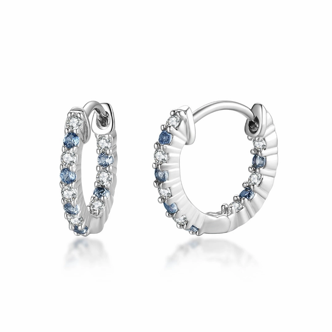 Timeless Embellishment Seasonal Item Surgical Steel Alternating Light Colorful and Clear CZ Hoop Earrings