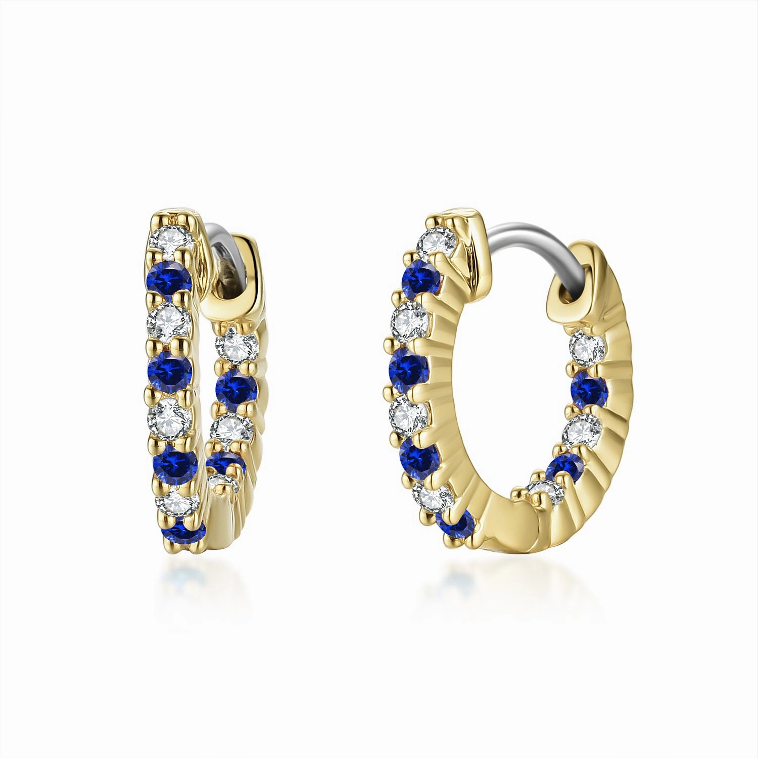 Surgical Steel Alternating Light Colorful and Clear CZ Hoop Earrings Safe Item