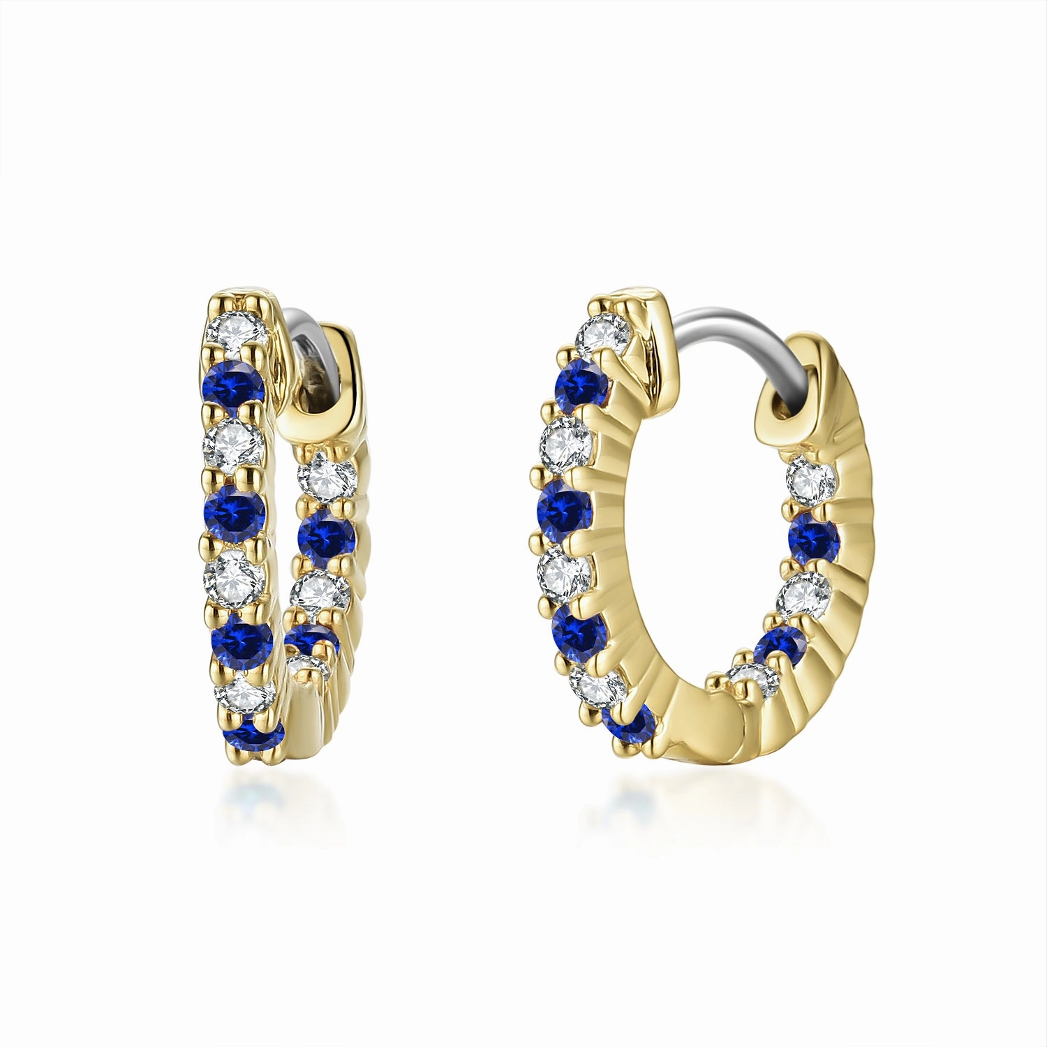 Surgical Steel Alternating Light Colorful and Clear CZ Hoop Earrings Simple Adornment Minimalist Product