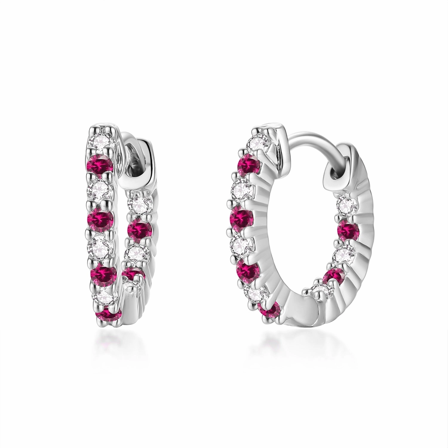 Surgical Steel Alternating Light Colorful and Clear CZ Hoop Earrings Decorative Ornament