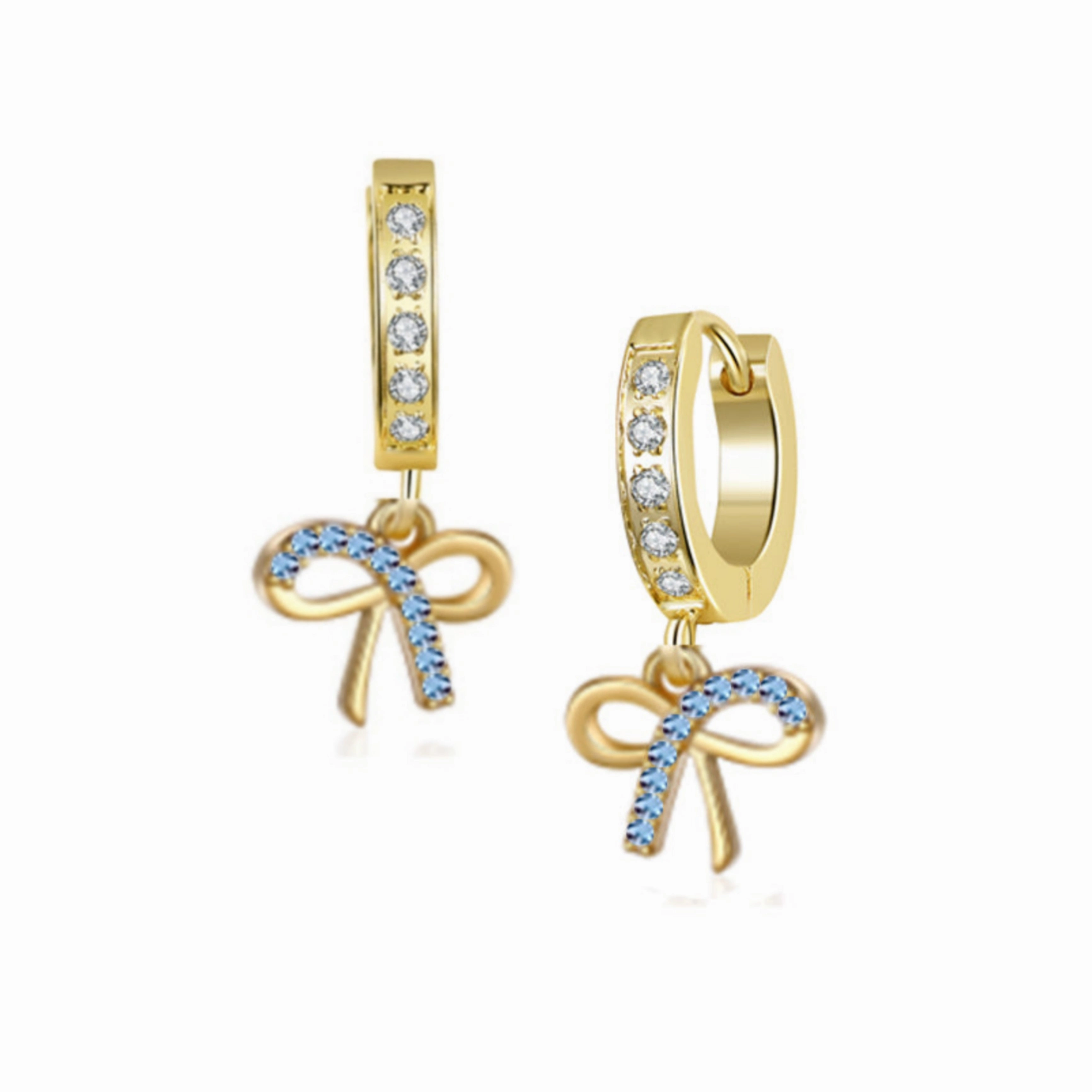 Surgical Steel CZ Bowknot Shape Earrings Graceful Accent