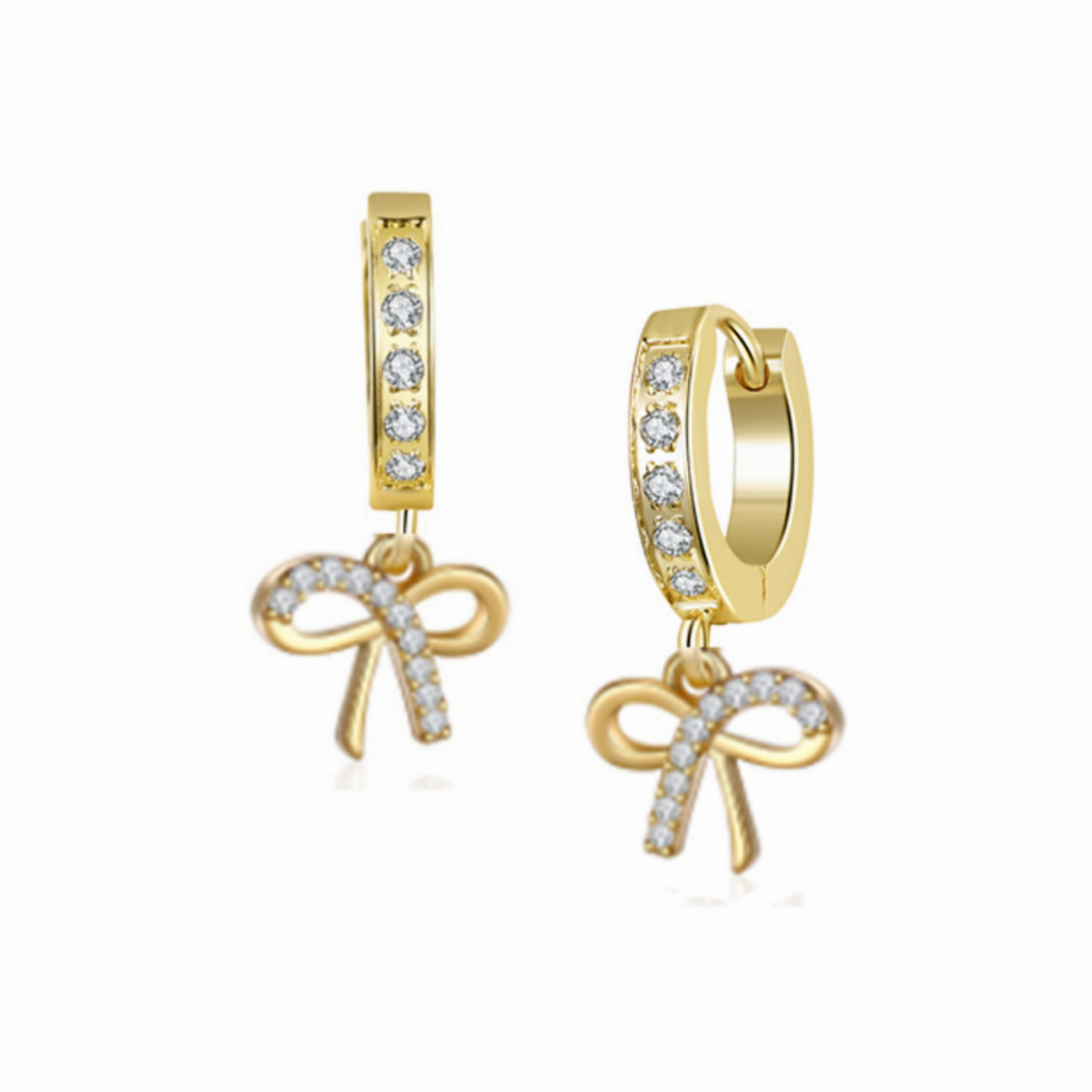 Pretty Style Surgical Steel CZ Bowknot Shape Earrings