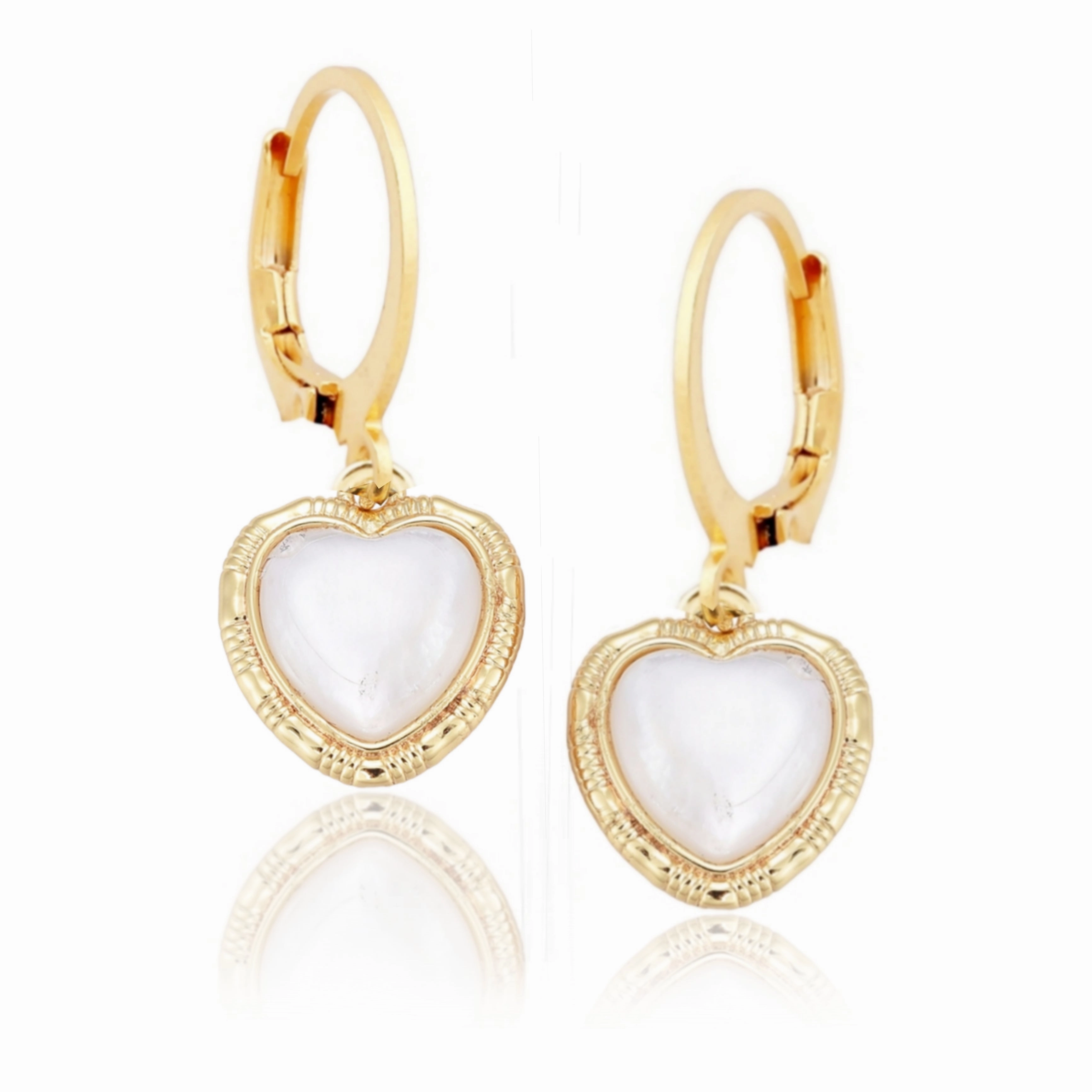 Surgical Steel Mother of Pearl Heart Earrings Adorable Item