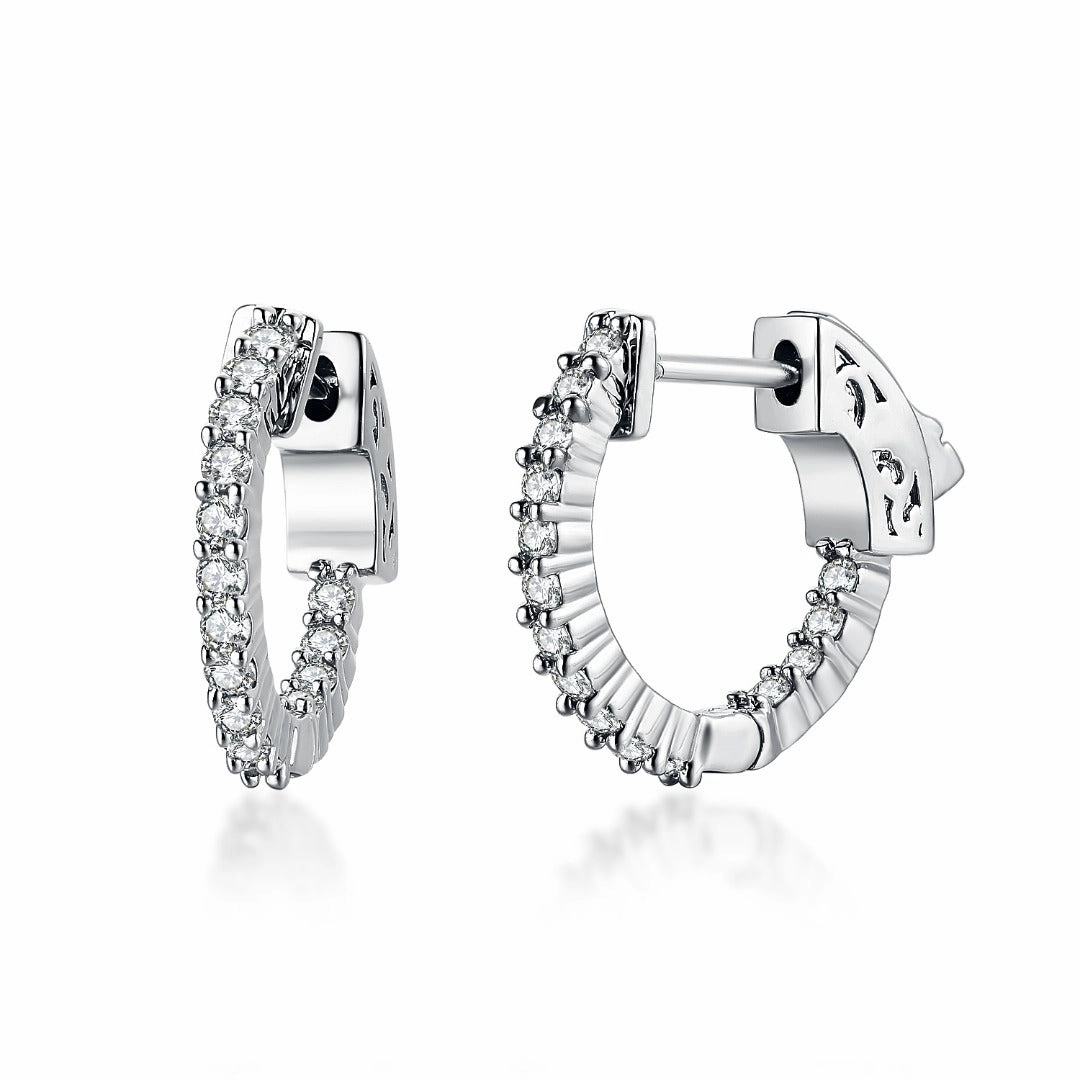Surgical Steel Rhodium Plated Micropave CZ Hoop Earrings Stunning Ornament Miniature Trinket