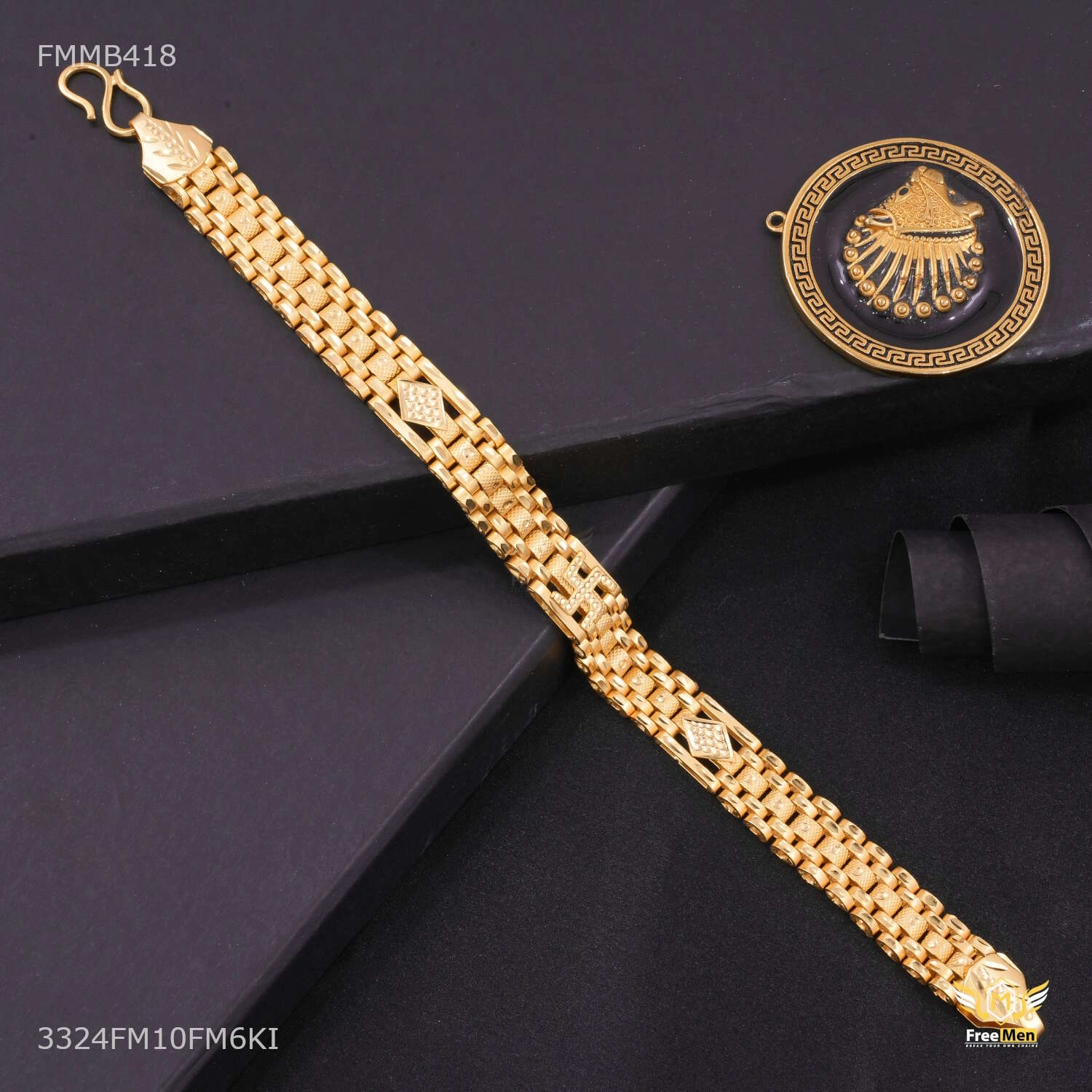 Blessed Recognition Swastika with Dimond Passi Bracelet for Men - FMMB418