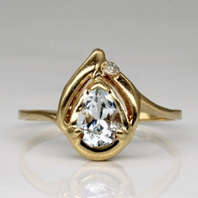 Synthetic Aquamarine & Diamond Ring | 0.70ct, 0.01ct | SZ 8.5 | Luxe style Trend Setter