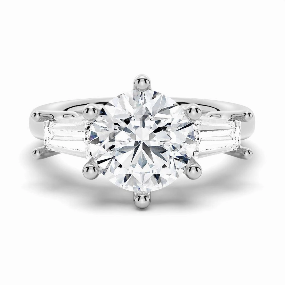 Ornate Product Tapered Baguette 1 Carat Three Stone Promise Ring [Final Sale Ships within 24 hrs]