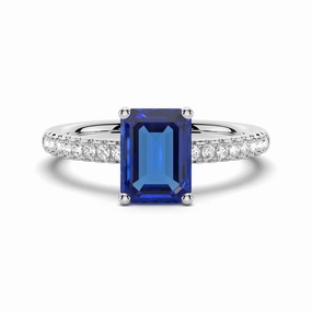 2 CT. Petite Trellis Lab Grown Sapphire Gemstone Ring Sturdy Ornament Bridal Gift