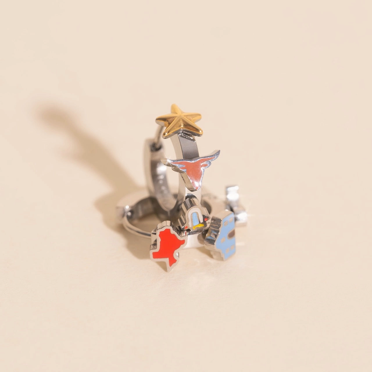 Luminous Sparkle Luxurious Gem Texas 3D Huggie Hoop Earrings