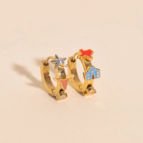 Handcrafted Design Shine Texas 3D Huggie Hoop Earrings