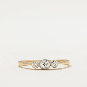 Three Stone Old European Diamond Ring | 0.34ctw | SZ 9 Polished Layer Elegant feature