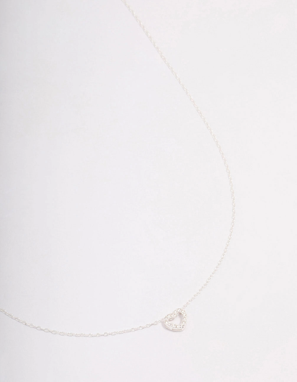 Minimal Edge Sterling Silver Cubic Zirconia Heart Pendant Necklace