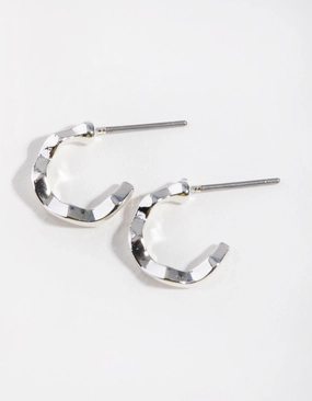 Silver Squiggle Mini Hoop Earrings Petite Piece