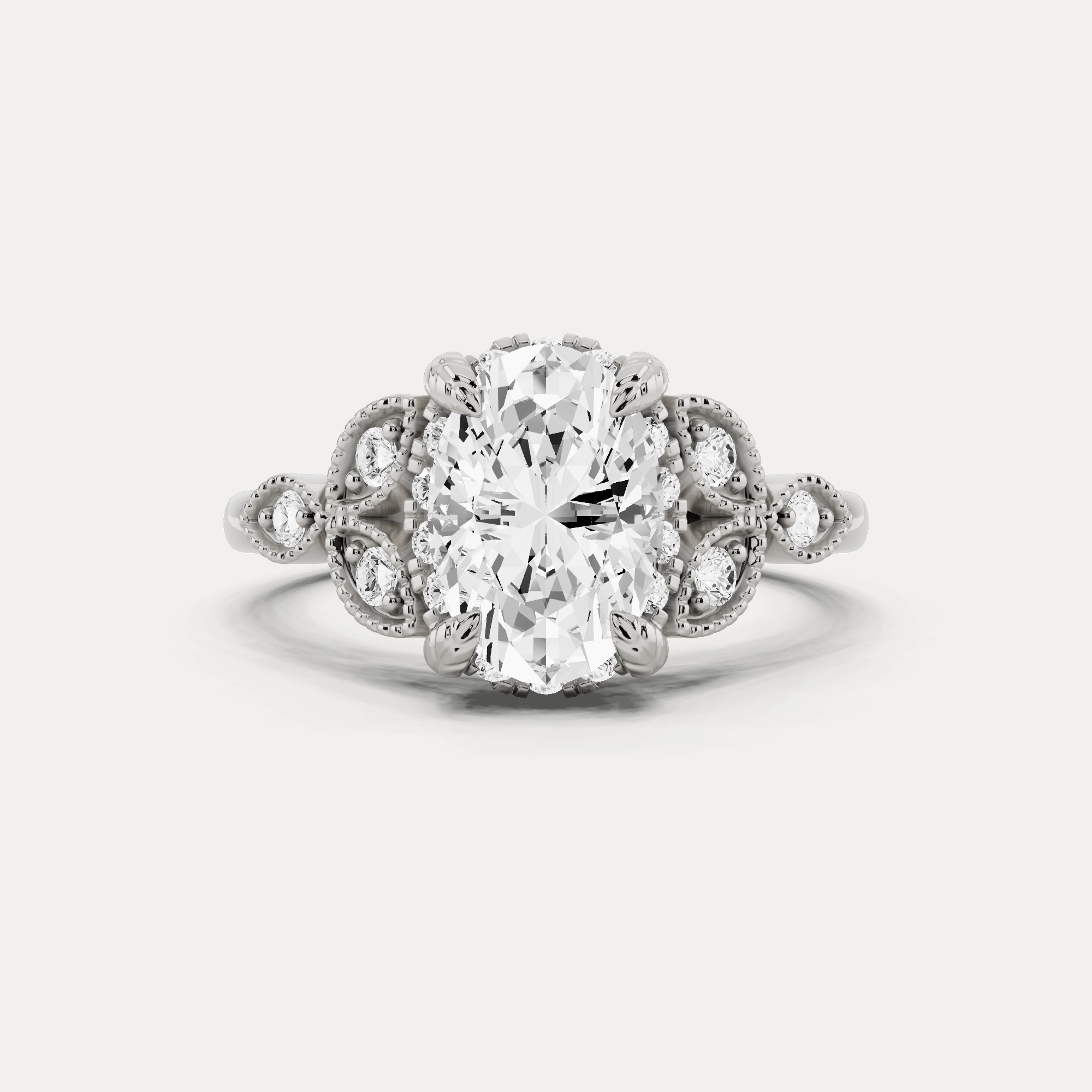 Spark Touch 1 3/4 ctw Oval Diamond Side Stone Engagement Ring