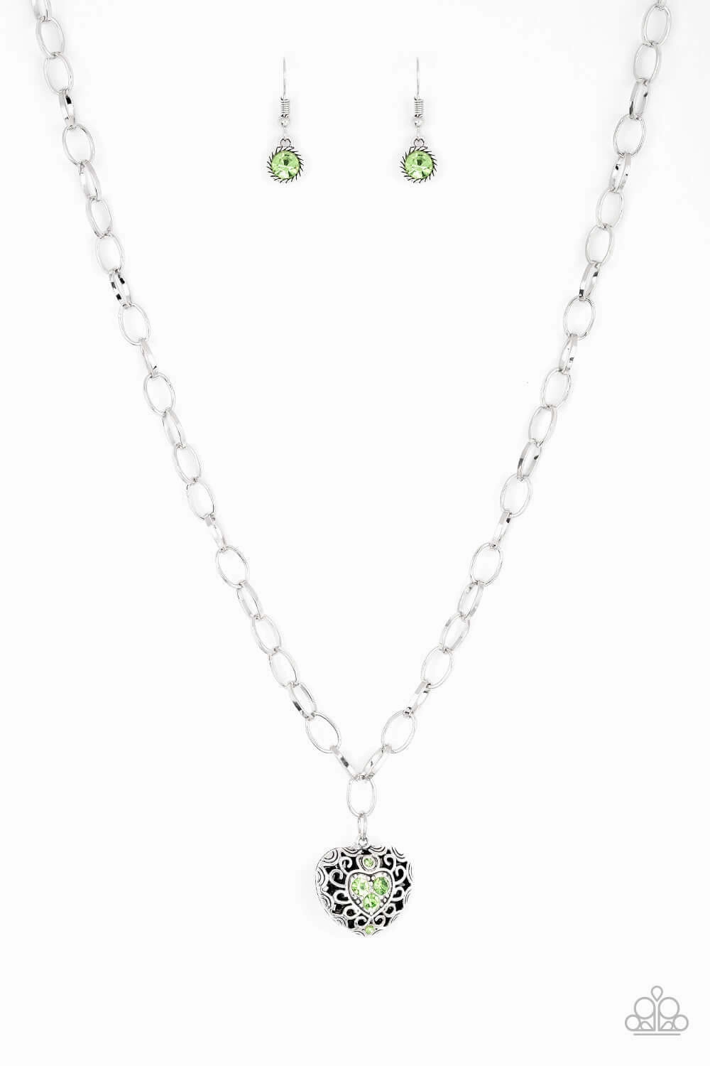 Classic Accent Modern feature Paparazzi Accessories ? No Love Lost - Green Necklace?Flat Rate Ship $4.50?